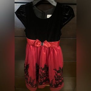 Gently used toddler girls black suede and red dress